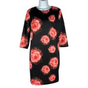 Neiman Marcus Women's Black Dress With Red Rose Print Size Large